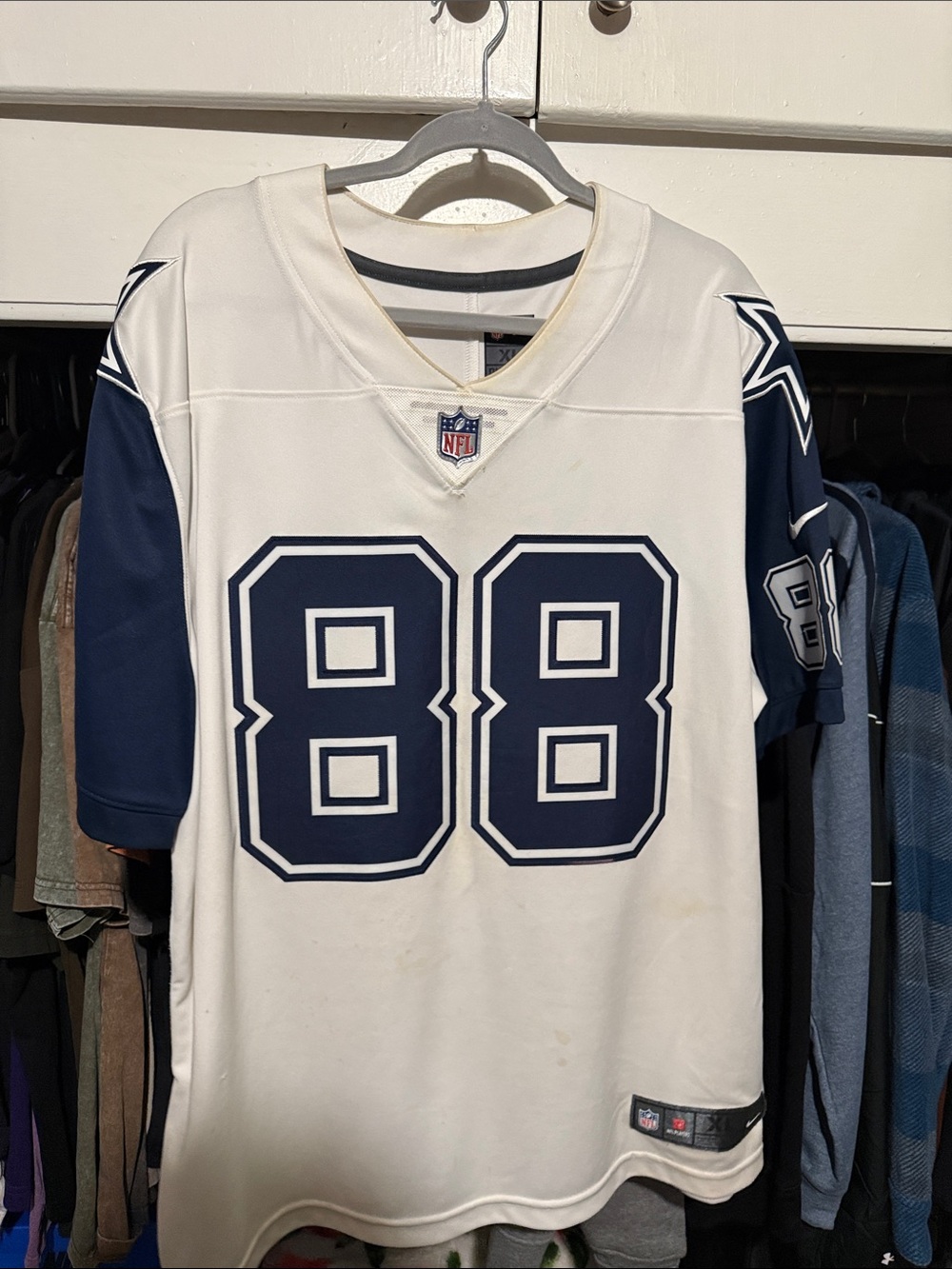 Nike White and Navy #88 Men's Football Jersey